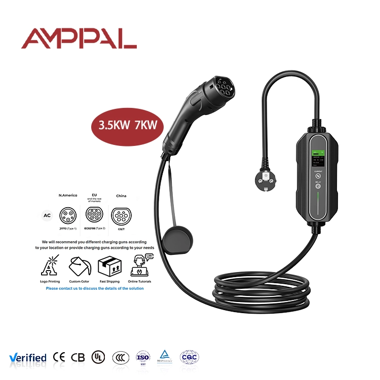 7kW Portable AC EV Charger with Acrylic Housing for Home & Outdoor Charging